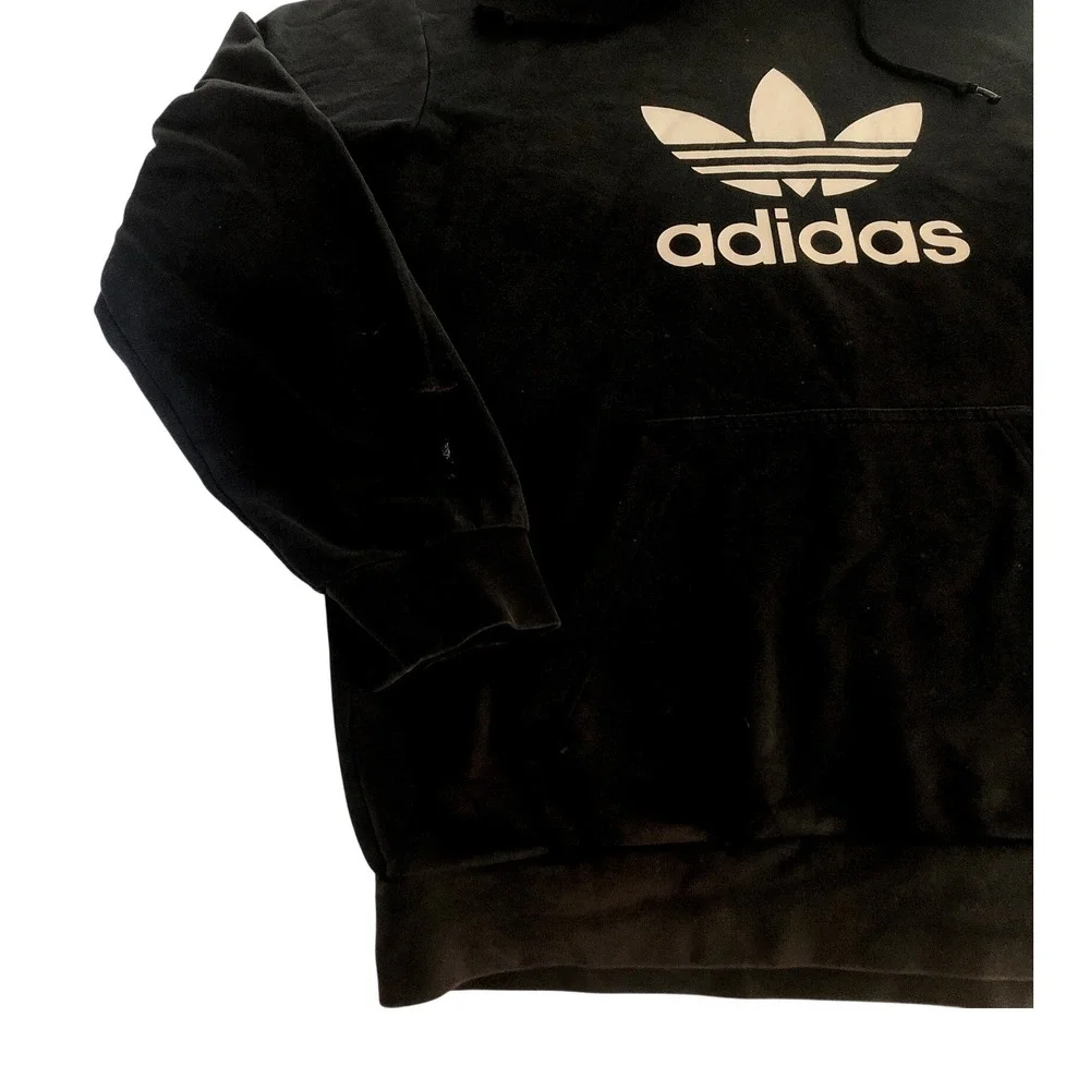 Adidas Trefoil‎ Logo Hoodie Black Pullover Sweatshirt Men's Size Medium